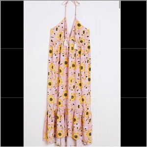 Pink floral halter midi dress